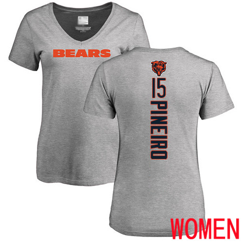 Chicago Bears Ash Women Eddy Pineiro Backer V-Neck NFL Football #15 T Shirt